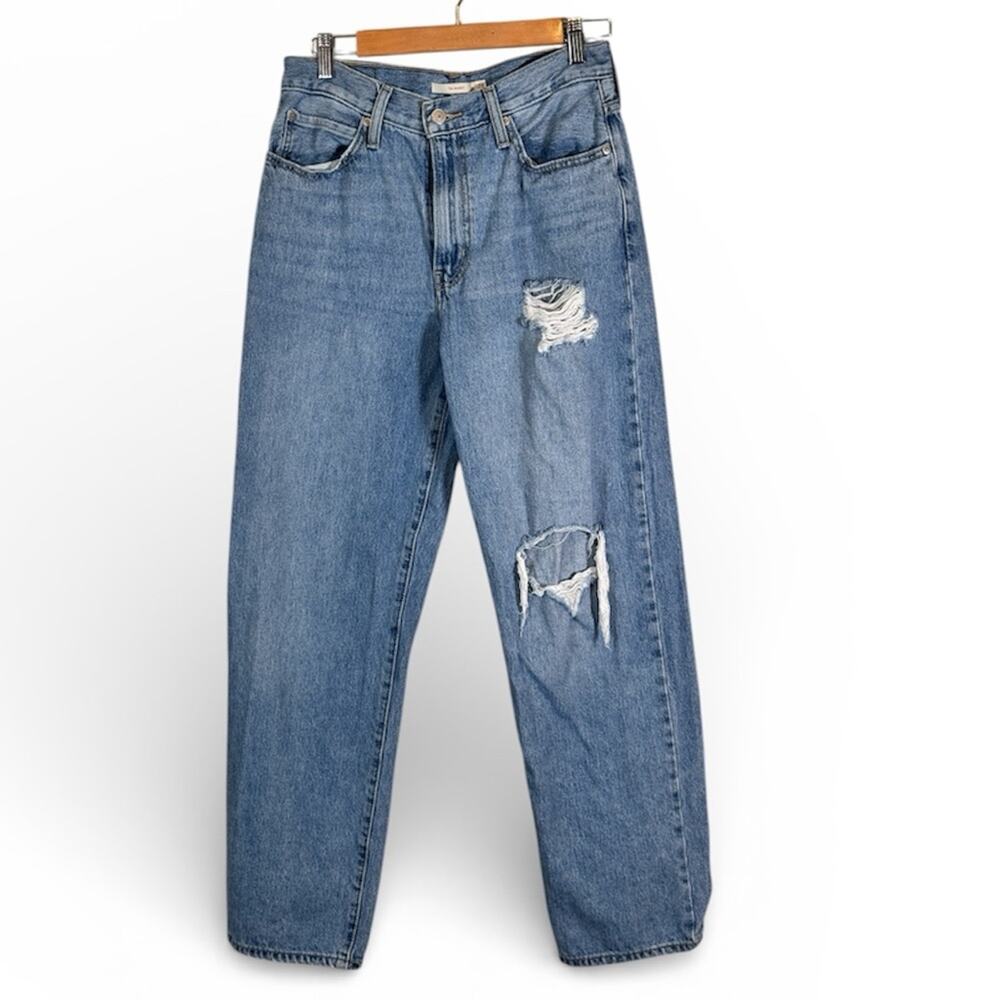 Levi’s Blue 94 Baggy Distressed Jeans Womens 28 High Rise Casual Denim Fall